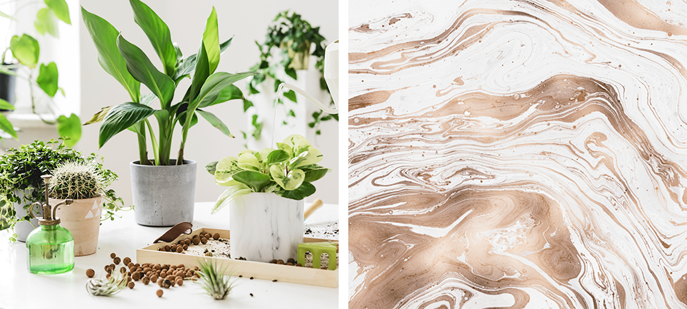 water marbled pots plant styling trends salisbury greenhouse sherwood park edmonton